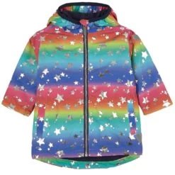 Hatley Star Print Rainbow Colored Rain Jacket Pink Yarrow