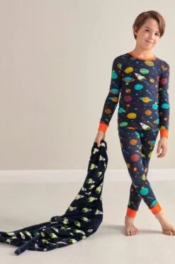 Hatley Blue Space Explorer Organic Cotton Pajama Set