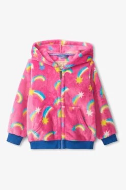 Hatley Pink Shooting Stars Fleece Hooded Jacket -Fashion Cutting Edge 230471s3