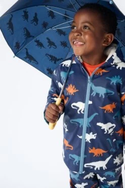 Hatley Blue Dino Silhouettes Colour Changing Raincoat -Fashion Cutting Edge 279962s3