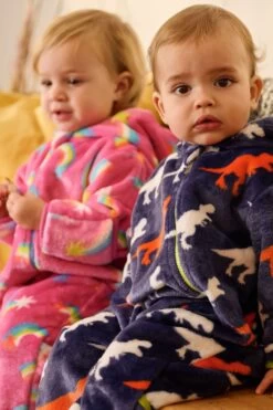 Hatley Baby Blue T-Rex Fleece Bundler Fleece