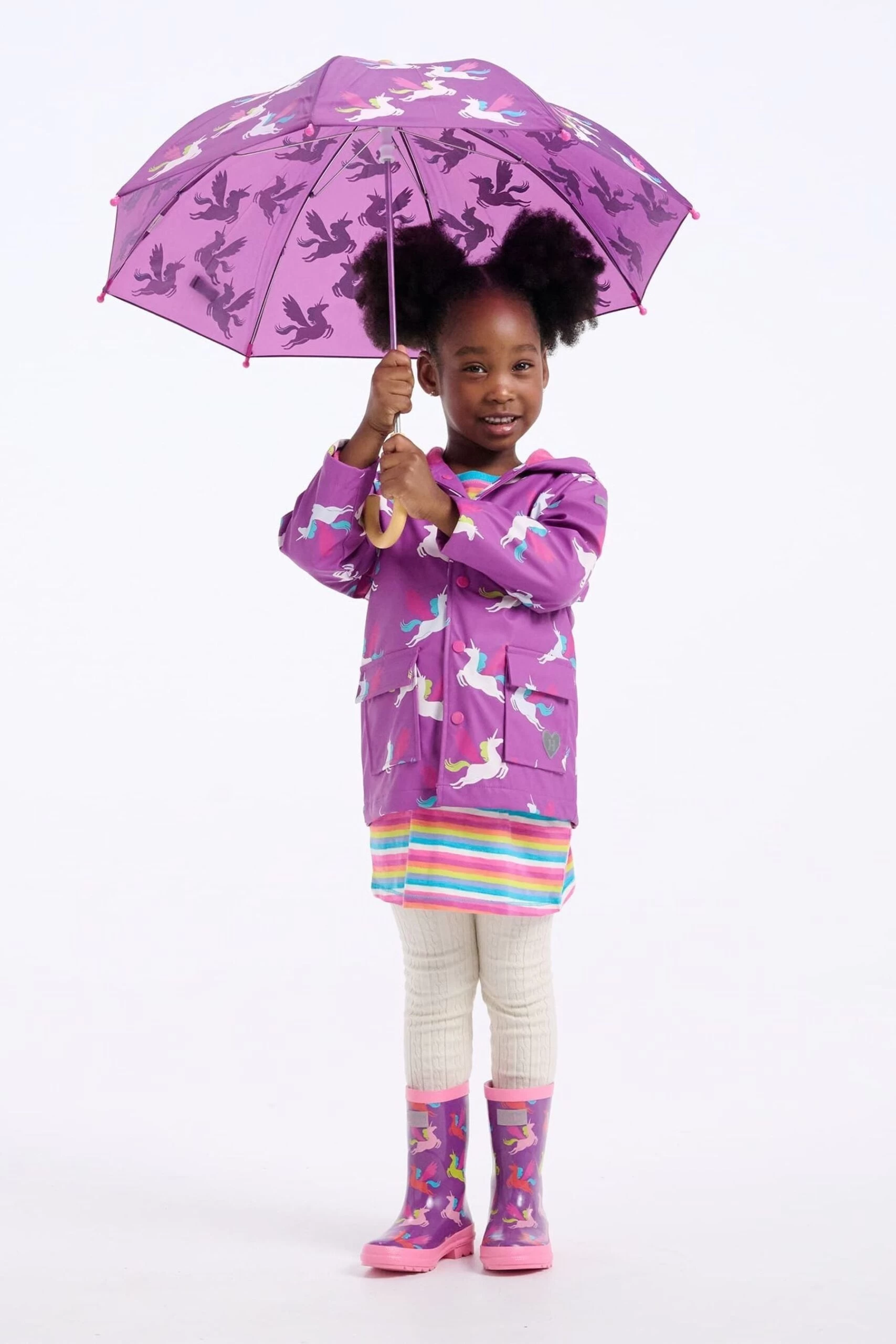 Hatley Purple Pretty Pegasus Colour Changing Raincoat 3 Hatley Purple Pretty Pegasus Colour Changing Raincoat - Image 2