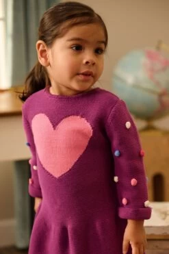 Hatley Purple Sweet Heart Sweater Dress