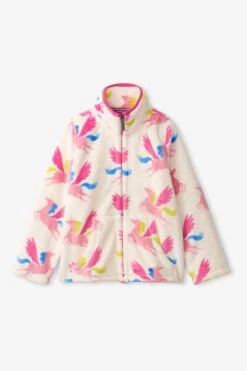Hatley Cream Pretty Pegasus Fuzzy Fleece Zip Up