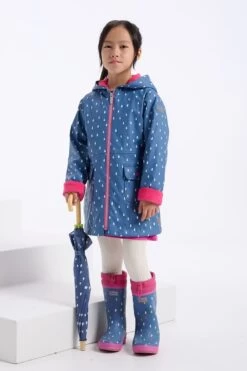 Hatley Blue Tiny Drops Colour Changing Peplum Jacket