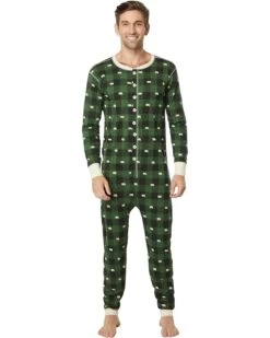 Little Blue House By Hatley Unisex Forest Green Plaid Union Suit