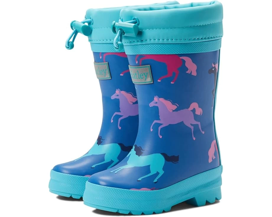 Hatley Kids Prancing Horses Sherpa Lined Rain Boots (Toddler/Little Kid/Big Kid))