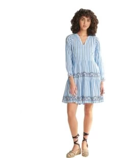 Hatley Maddy Popover Dress - Azure Stripes