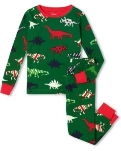 Hatley Kids Festive Dinos Organic Cotton PJ Set (Toddler/Little Kids/Big Kids)