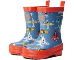 Hatley Kids Flying Aircrafts Shiny Rain Boots (Toddler/Little Kid/Big Kid)