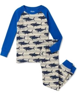 Hatley Kids Hungry Sharks Raglan Pajama Set (Toddler/Little Kids/Big Kids)