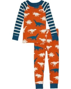 Hatley Kids Dino Silhouettes Organic Cotton Raglan PJ Set (Toddler/Little Kids/Big Kids)