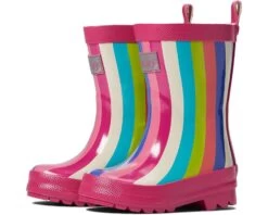 Hatley Kids Rainbow Stripes Shiny Rain Boots (Toddler/Little Kid/Big Kid)