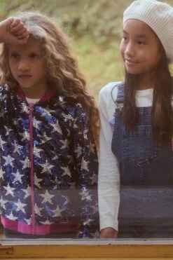 Hatley Blue Star Power Sequins Bomber Jacket -Fashion Cutting Edge 753030s3