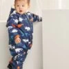Hatley Baby Blue Dino Silhouettes Colour Changing Sherpa Lined Rain Puddlesuit