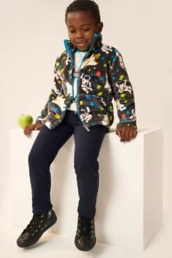 Hatley Grey Outer Space Fuzzy Fleece Zip Up