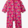 Hatley Pink Rainy Rainbows Sherpa Lined Puddlesuit