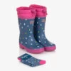 Hatley Girls Blue Tiny Drops Rain Boots & Socks
